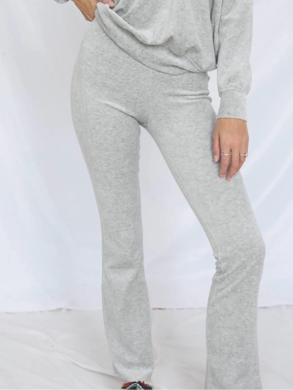 Le Lis Heather Light Gray Flare Lounge Pants